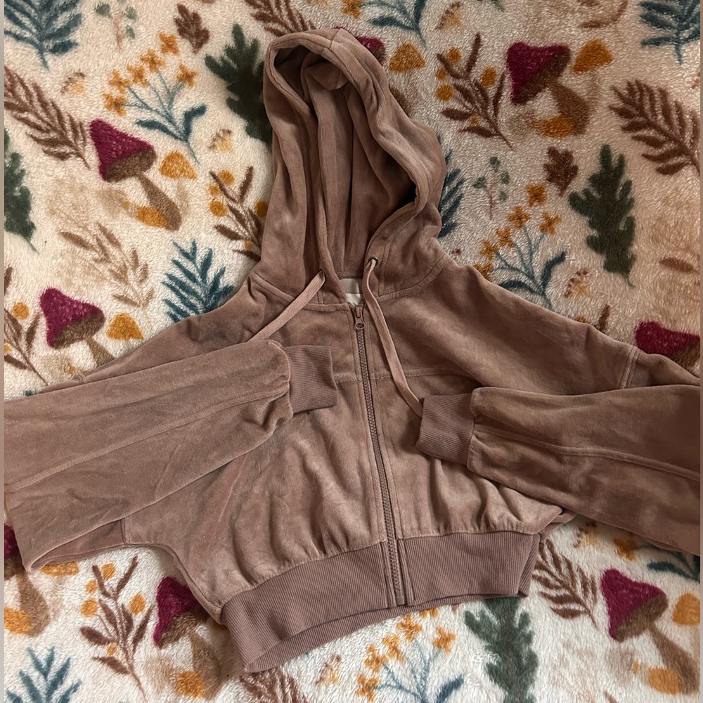 RSQ Tan Cropped Hoodie